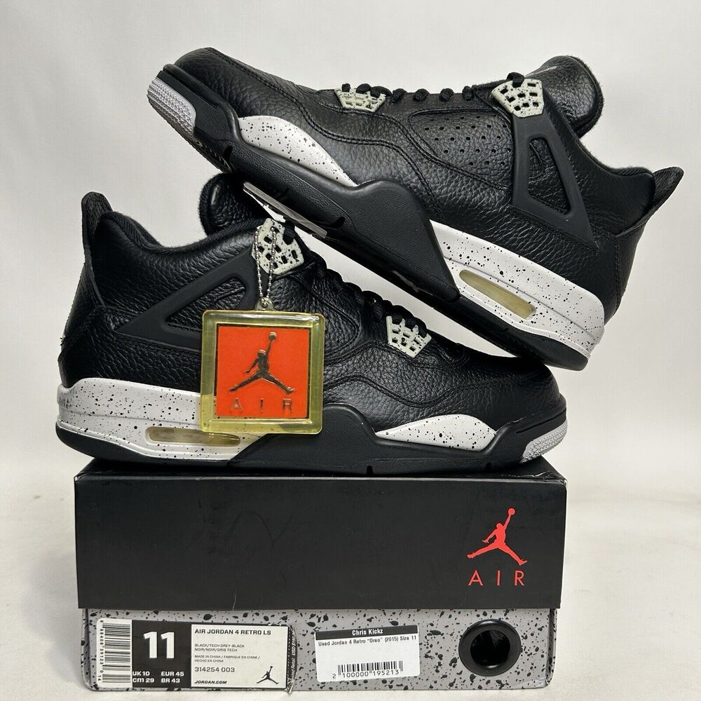 Nike Shoes Air Jordan 4 Retro Men's LS “Black Oreo” 2024 - Picture 1 of 9